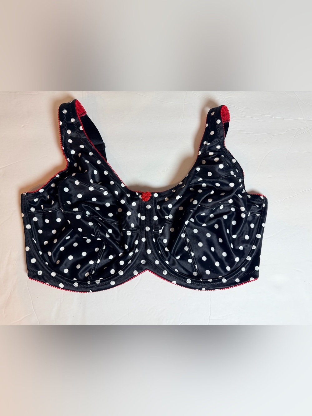 Cabernet Polka Dot Underwire Bra 38G Black White Red Trim